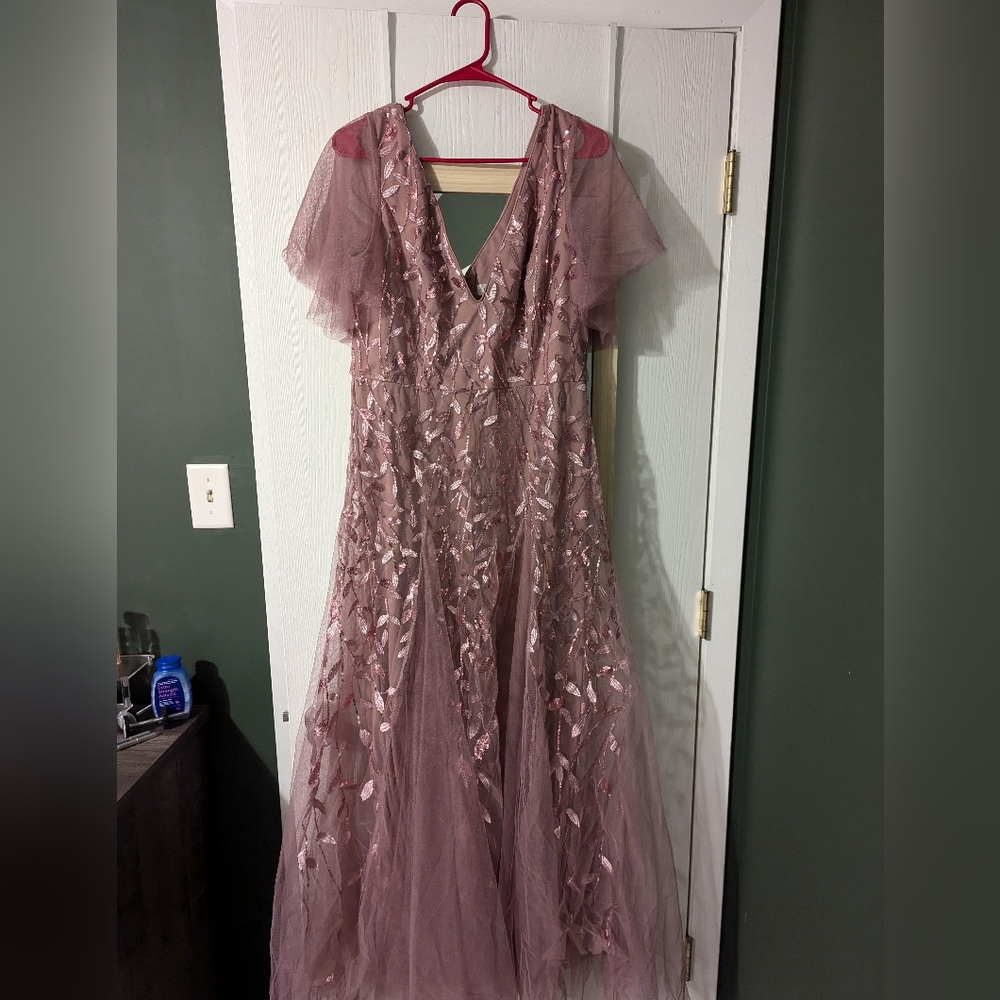 Pink Blush Full Length Sparkly Gown